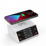 100W 8 pordiga USB Type C kiirlaadimisjaam QC3.0 PD3.0 PPS juhtmevaba laadimine Lauaarvuti telefoni kiirlaadimine IPad tahvelarvuti telefoni jaoks EU Plug valge