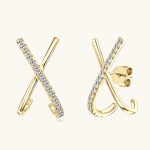 Silvere Glam X-kujulised Ristk&otilde;rvar&otilde;ngad On V&auml;ikesed Ja Stiilsed, Moissaniidist Stud-k&otilde;rvar&otilde;ngaste Ja Laheda, Personaaliseeritud K&otilde;rvaehega 0.2 carat+0.2 carat kuldne