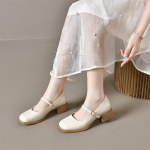 Prantsuse Retro Ruudukujulise Varbaga Madala Kontsaga Kingad Naiste &Uuml;he Pandlaga Rihmaga Paksu Kontsaga Mary Jane Kingad 34