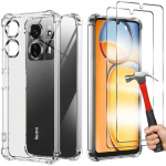 Coque pour Xiaomi Redmi 13C avec 2 Verres Tremp&eacute;s, Protection 4 Coins Renforc&eacute;s Silicone