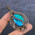 Blue Triplet Opal Handmade Copper Eire Wrap Jewelry Pendant 2.84 a8y35