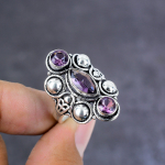 Amethyst Handmade 925 Sterling Silver Jewelry Ring Size 8 Gift For Her g6q07