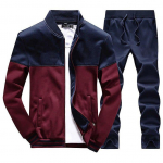 Meeste komplektid Mood Sportlik T&auml;is&uuml;likond Mark Patchwork T&otilde;mblukuga dressipluus + Dressip&uuml;ksid Meeste riided 2-osalised Komplektid &Otilde;huke spordidress M punane