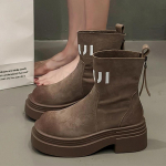 Platvormsaapad Naistele Suede Chelsea Kingad Keskmine Kont Naistele S&uuml;gis 2024 Trend Vabaaja Gooti Br&auml;ndi Disain Paks Lumekingad Botas Mujer 35 pruun