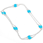 Natural Blue Chalcedony Gemstone 925 Sterling Silver Jewelry Necklace 36 j2s89