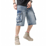 Meeste Suur Suurus Hip Hop Denim L&uuml;hikesed P&uuml;ksid Meeste Lahtised Laiad Denim L&uuml;hikesed P&uuml;ksid 30 helesinine v&auml;rv
