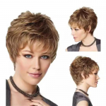 S&uuml;nteetiline Segatud Pruunide Juustega L&uuml;hike Lokkis Tukkidega Parukas Pixie L&otilde;ikus Parukas Naistele Stiilsed Emaparukad Naturaalne Igap&auml;evane Cosplay
