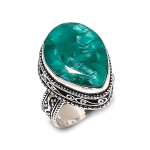 Natural Emerald(Simulated) Gemstone 925 Sterling Silver Jewelry Ring Size 8 q5l00