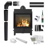 KRATKI LUCY 15kW &Oslash;200 Black Fireplace Insert TERMOTEC with Built in Set