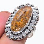 Natural African Moss Gemstone 925 Sterling Silver Jewelry Ring Size 8.5 y7e43