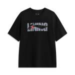 Li Ning Spordielustiili Seeria Vabaaja Lihtne &Uuml;mara Kaelusega Pullover Kirjaga Vaba L&uuml;hikeste Varrukatega T-s&auml;rk Unisex T-s&auml;rk Must AHSV741-3 S