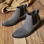 Meeste Ehtne Nahk Briti Stiilis K&otilde;rge S&auml;&auml;rega Nahast Kingad Suede Keskmise S&auml;&auml;rega Saapad Suede Nubuck Chelsea Saapad Mehed 39 hall v&auml;rv