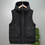 Suur suurus 5XL-11XL Mood S&uuml;gis Talv Soe Varrukateta Vest Mehed &Uuml;le suuruse &Uuml;ler&otilde;ivad Paks Talvine Meeste Jakk Kapuutsiga 5XL must