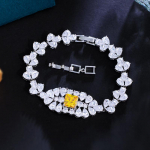 Prantsuse Kerge Luksus K&otilde;rgekvaliteediline Mikro-Inkrusteeritud Tsirkoon K&auml;ev&otilde;ru Ehted Disainer Kollane Teemant K&auml;eehted