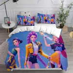 KPop D-Demon Hunters Voodipesukomplektid EL &Uuml;hekohaline Tekk Tekikott Voodikate Tekikott Padjap&uuml;&uuml;r 2-3 Osaline Komplekt Halloweeni Kost&uuml;&uuml;m EU Twin(135x200cm)