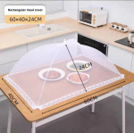 Suur h&uuml;pikaknast valge v&otilde;rguga toidukattetelk &ndash; kokkupandav, pestav, l&auml;bipaistev v&otilde;rk, ideaalne v&auml;ljas piknikuks, grillimiseks ja pidudeks, kaitseb putukate eest 60*40cm valge