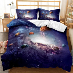 Universumi tekikott Galaktika Planeet Tekikott Universumi Kosmos Tekikate 3D T&auml;htede Taevas Seeria Pol&uuml;ester Voodipesu Komplekt EU Twin(135x200cm)