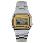 Casio - Meeste kvartsikell metallkorpuse ja roostevabast terasest rihmaga A158WEA-9 kuld