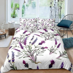 Lavendli tekikoti komplekt,Pastellsinine Pruudiklassika Disain &Otilde;rn Lilleprindiga Pulmade Kaunistus Voodipesukomplekt,Violetne Valge Roosa AU Single 140x210cm