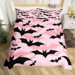 &Otilde;nnelik Halloween Voodipesu Komplekt 3D Nahkhiire Tr&uuml;kiga 2-3 Osaline Komplekt (Ilma s&uuml;damikuta) Sobib Magamistoa Tekikoti Komplekti Halloweeni Kaunistuseks Kingitus EU Twin(135x200cm)