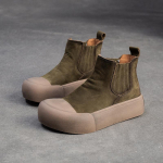 Johnature Ehtne Nahk Kerged Slip-on Pahkluusaapad Retro &Uuml;mar Nina Paksude Taldadega Naiste Kingad 35
