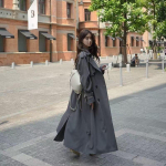 L&otilde;tv trenchcoat midi pikkuses Moodne Korea elegantne khaki must naiste tuulejope mantel Vabaaja kahe n&ouml;&ouml;pidega pealisr&otilde;ivad XXXL