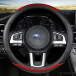 Auto roolikatete anti-slip s&uuml;sinikkiust nahast 38cm Subaru Forester Legacy XV BRZ WRX jaoks K&otilde;rge kvaliteediga auto tarvikud punane