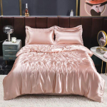 100% mooruspuu siidist kuningasvoodi komplektid Tekikate koos padjap&uuml;&uuml;rikuga Mugavad voodikomplektid Linane lina Siidine voodikate komplektid Flat Bed Sheet&150 X200cm-3pc set white