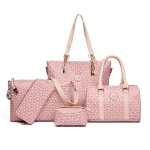Naiste viieosaline &auml;mma koti komplekt, moodne luumustriga &otilde;la-crossbody k&auml;ekott naistele white