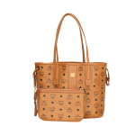 MCM Monogramm Kahepoolne L&otilde;uendist ja Nahast &Auml;&auml;ristusega Kotti Naiste Kotid Pruun Konjak MWPDSLR02CO001 Basic Set (Bag+Dust Bag)