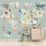 Seinamaaling tapeet 3D multikaari maailmakaardi tapeet Laste magamistoa taustaseina maal 200 cm(W) x 140 cm(H)