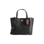 Coach Willow 24 keeratava lukuga t&otilde;mblukuga kahekihiline kividest nahast &auml;mbrikujuline ostukott K&auml;epideme ja pikkade rihmadega Crossbody kott Keskmine Naiste tote Must C8869-B4BK Basic Set (Bag+Dust Bag)