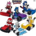 6-pakk Sonic ehitusklotsid Mini tegevusfiguurid Joonisfilm Vormelauto Minifiguurid M&auml;nguasjad