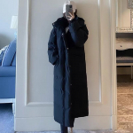 S-5XL pikk jakk, naine, pikkade varrukatega, massiivse kapuutsiga parkad, vabaaja Korea moodne sulemantel 2021. aasta talvine v&auml;lidisain L must