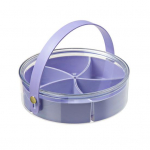 Jagatud serveerimisalus koos kaanega k&auml;epidemega 5-kambriline suupistekarp Kaasaskantav kommid, puuviljad, p&auml;hklid, suupistevaagna korraldaja, peod, meelelahutuslikud piknikutarbed lilla