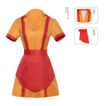 Piiri&uuml;lene Ameerika TV-sarja stiil Kaks vaest t&uuml;drukut Anime Cosplay Kost&uuml;&uuml;mid Baar Kiirtoit Teenindaja T&ouml;&ouml;vormid Esitusriided [Bankrupt Sisters] Dress + Apron XXXL orange
