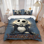 3 tk komplekt Nightmare Before Christmas1 tk tekikott+2 tk padjap&uuml;&uuml;ri, ilma t&auml;idiseta, tr&uuml;kitud voodipesu, k&otilde;ikideks aastaaegadeks magamistoa sisustus083 135x200cm