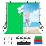 PULUZ 2x2m Fotostuudio Taustatoe Statiiv Taustal&otilde;uendi Risttala Klamber Komplekt Punaste / Siniste / Roheliste Taustadega