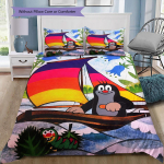 Krtek V&auml;ike Mulli Kosmos 3-osaline Voodipesukomplekt, Laste Tekikott 2 Padjapuuriga, Ilma T&auml;idiseta 135x200cm