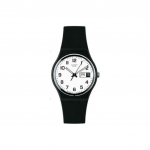 Swatch Originals Series Kvartsmehhanism Helendav Kalender 30m Veekindel Kell 34mm Valge sihverplastkorpus Plastikust rihm Unisex kellad GB743 Black