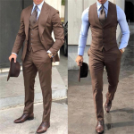 Pruun meeste &uuml;likond &auml;ri kontorijakk p&uuml;ksid vest kolmeosaline komplekt Slim Fit outfit pulma smoking meestele kohandatud kost&uuml;&uuml;mile XXXL pruun