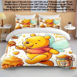 Pooh Karu Laste Voodipesu Komplekt Flanellkangast Ja Erksate V&auml;rvidega Laste Toa Kaunistuseks Single(135x200cm)