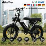 AtlasTrek V8 Max Elektriline Rasvane Jalgratas 48V 15AH Liitium Harjadeta H&uuml;drauliline Ketaspidur E-jalgratas M&auml;gi T&auml;ielik Vedrustus Tagaratta Rummu Mootor 250W