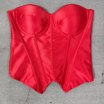 Naiste Must Triibuline &Uuml;le rinna korsett-rinnahoidjad Triibuline kontori&uuml;likond Paelkinnitusega Luudega T&otilde;mblukuga Korsett Seksikas Strapless Bustier Top Xs punane