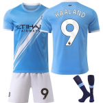 Manchester City Haaland Ei. 9 Noorte Jalgpallis&auml;rk 25/26 Hooaeg Hingav Pol&uuml;ester Spordis&auml;rk Sinine 110-120 CM