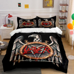 Slayer kotka logo voodipesukomplekt Voodipesu Tekikottide komplekt Tekikott Padjap&uuml;&uuml;rid (1 * Tekikott 2 * Padjap&uuml;&uuml;ri, ilma tekita) 135x200cm