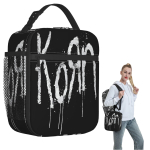 Korn B&auml;ndi Rock Metal Muusika Isoleeritud L&otilde;unapiknikukott Naistele Lastele Lekkekindel Toidukarp Termiline L&otilde;unakarp Totes One Size black