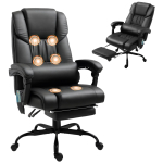 Ergonoomiline kontoritool massaažifunktsiooniga, Lauatool jalatoega, K&otilde;rge seljatugi, Nimmepadi, Must 66 x 75 x 122 cm must