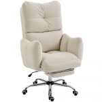 Kontoritool jalatoega, ergonoomiline p&ouml;&ouml;rdtool kiikuv&otilde;imalusega, reguleeritav k&otilde;rge seljatugi, lumivalge flanellkangas 73 x 73 x 119 cm