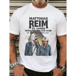 Valge T-s&auml;rk Matthias Reim 35 Years Verdammt Ich Lieb Dich Tour 2026 tr&uuml;kiga kontserdile ja muusikafestivalile S valge